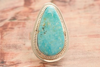 Genuine Kingman Water Web Turquoise Sterling Silver Ring